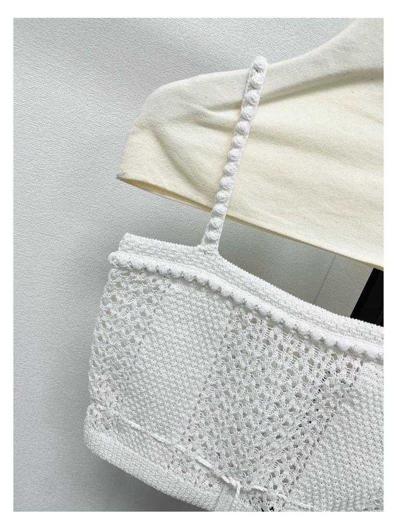 Chanel Plaid Woven Camisole in Chalk White