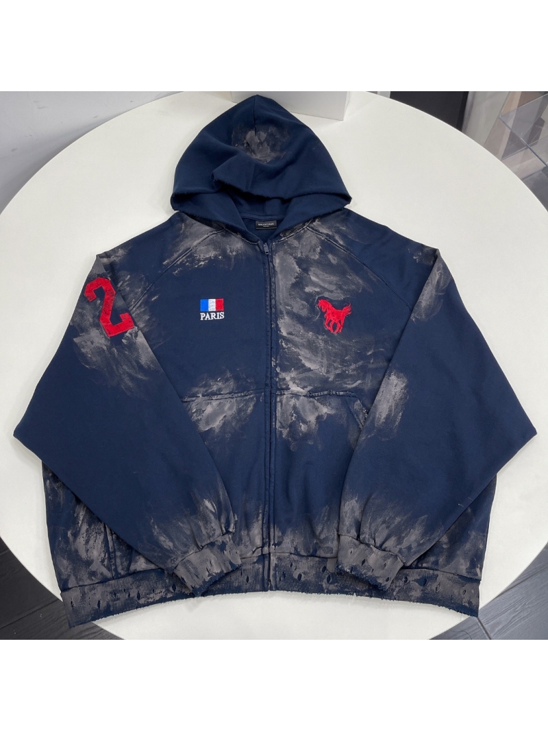 Balenciaga Oversized Distressed Hooded Jacket