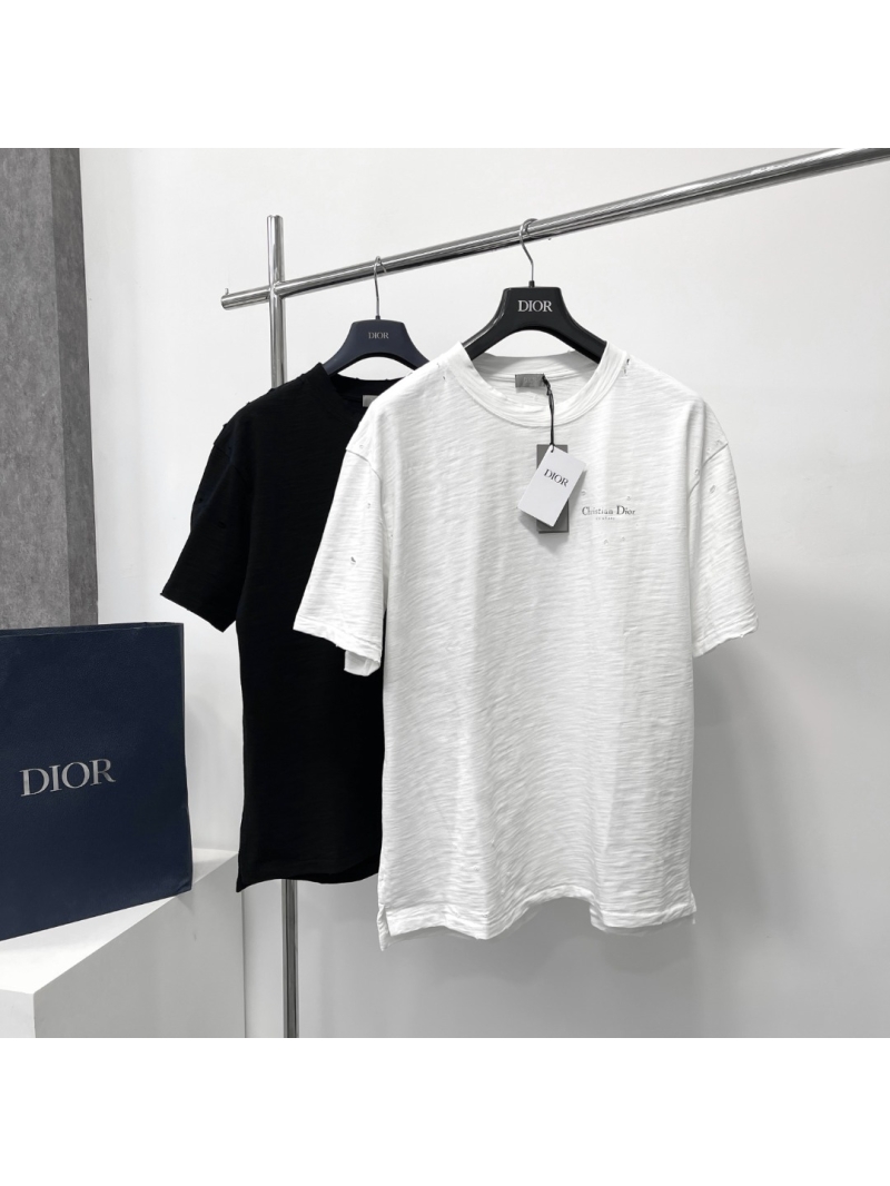 Dior CD Distressed Letter Print T-Shirt in Black - Unisex Luxury Cotton Tee