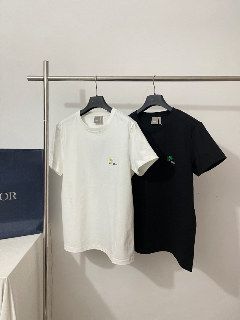 Dior Daisy Embroidered White Cotton Jersey T-Shirt