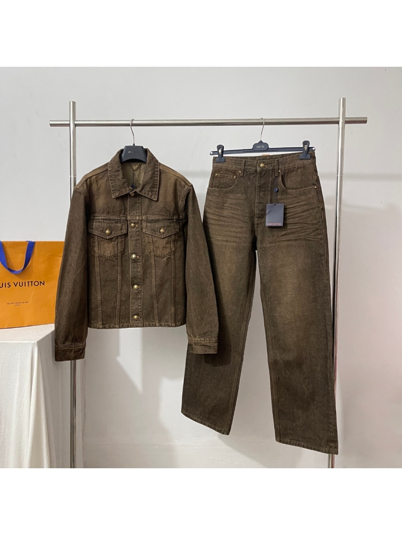 Louis Vuitton Limited Edition High-Waisted Straight-Leg Jeans in Washed Olive-Brown