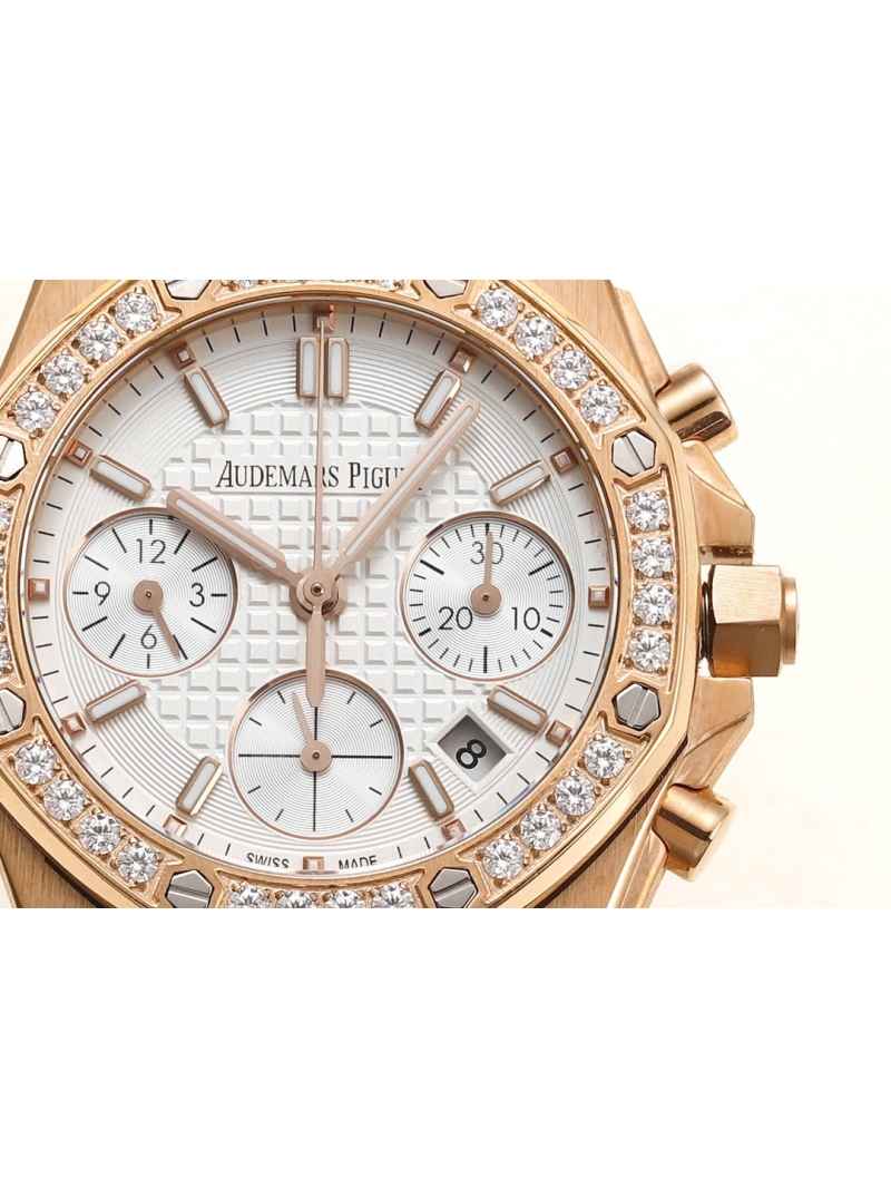 Audemars Piguet Royal Oak Offshore 37mm Women's Watch diamond gold white