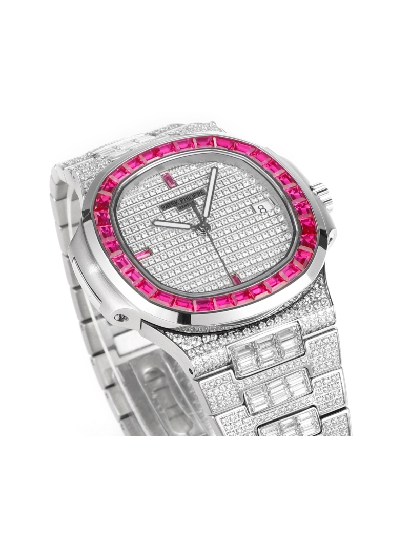 Patek Philippe Super Starry Sky Square Diamond Parrot Beak Watch rosy pink