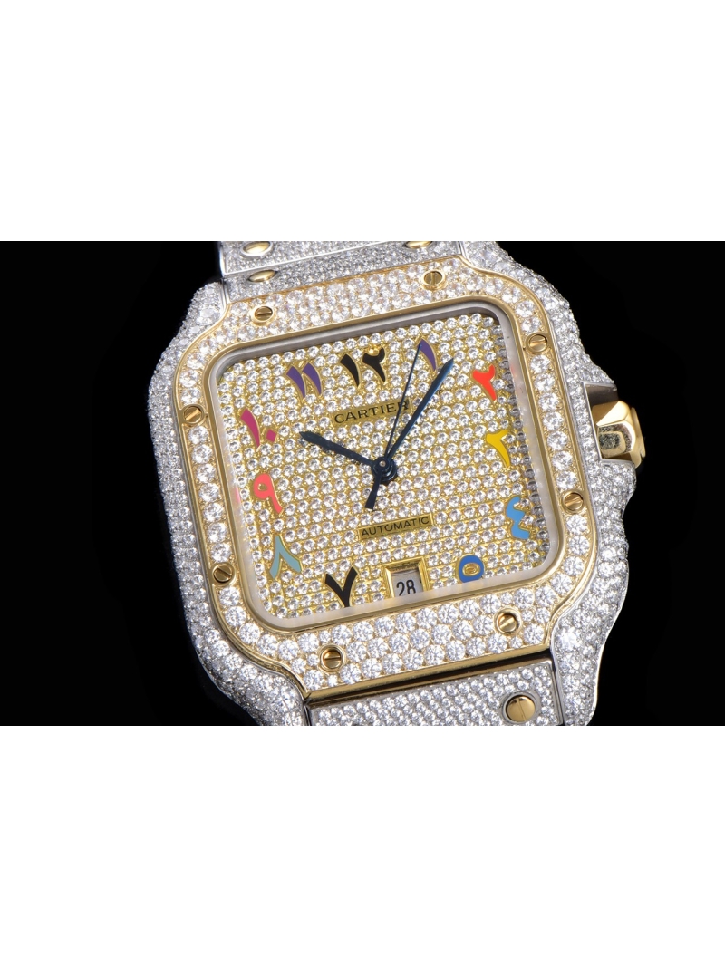 Cartier Santos with Starry Sky Design color arabic dial gold