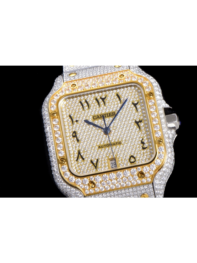 Cartier Santos with Starry Sky Design Gold Arabic dial