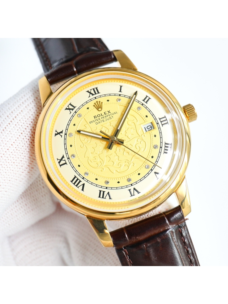 ROLEX Chellini Series Men's Watch with Imported 9015 Movement Gold/ Rose Gold