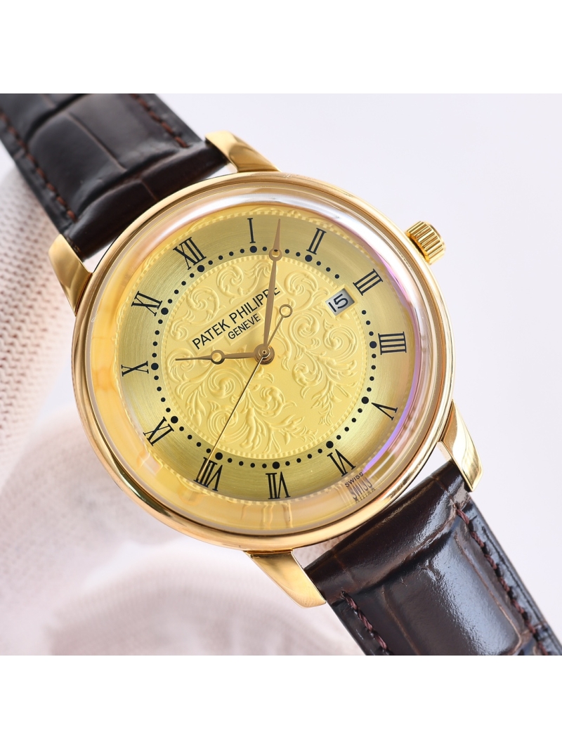 Patek Philippe Geneve Ultra-Thin Automatic Men's Watch with Pot Lid Glass Design Rose Gold/Gold