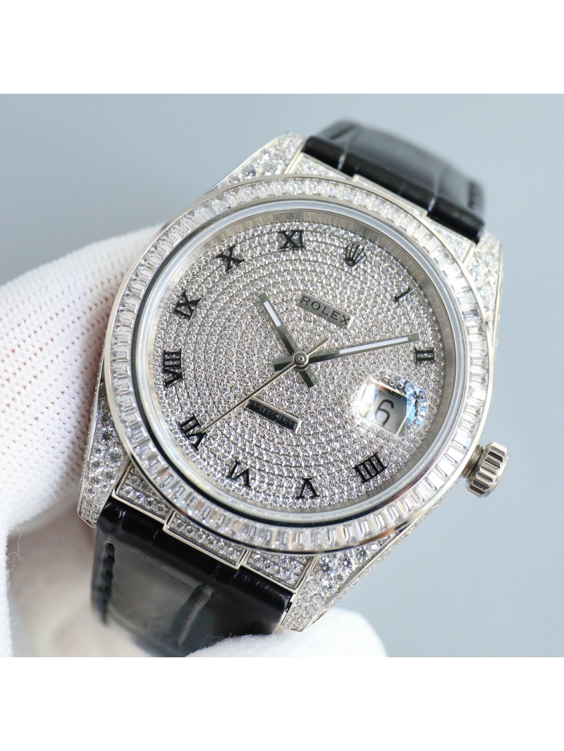 Rolex Oyster Perpetual Datejust Elite Edition black silver with Full-Star American Alligator Strap