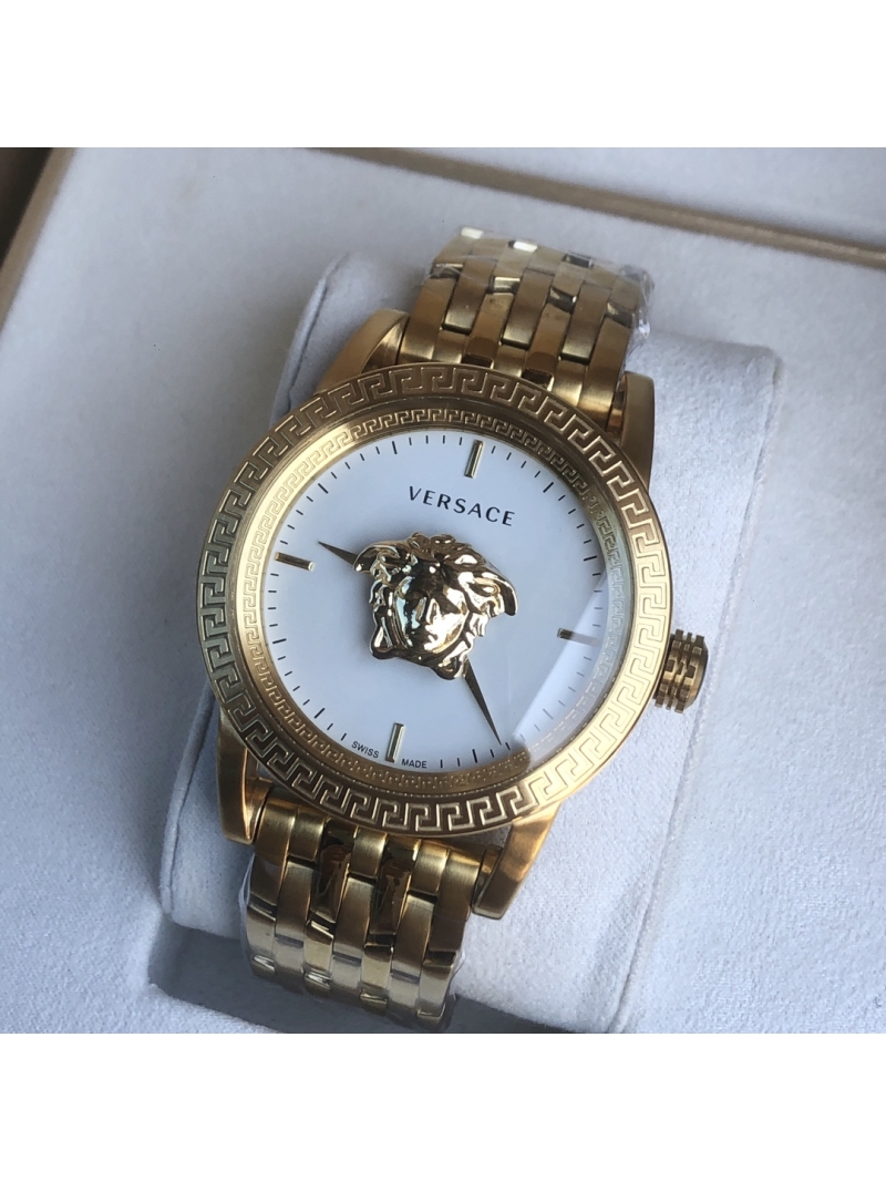 Versace Mysterious Time Quartz Men's Watch 45mmn Gold White Plate