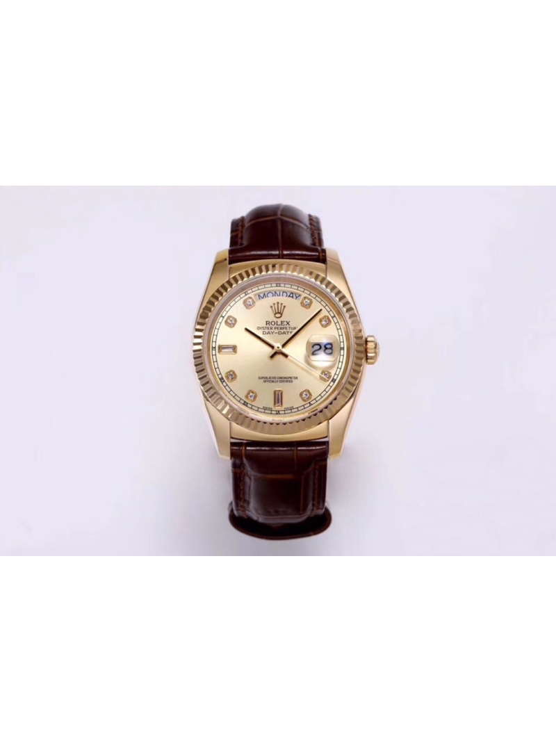 Rolex Oyster Perpetual Day-Date Leather Strap Edition - 36mm gold pate
