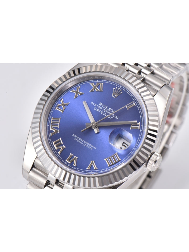 Rolex Datejust 41mm in Oystersteel and White Gold purple plate