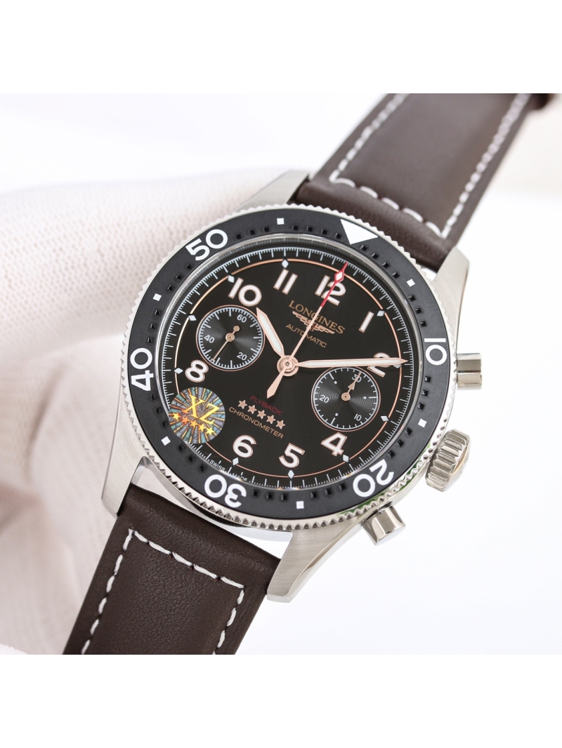 Longines Spirit Flyback Titanium Watch L791 42.00 mm Leather strap