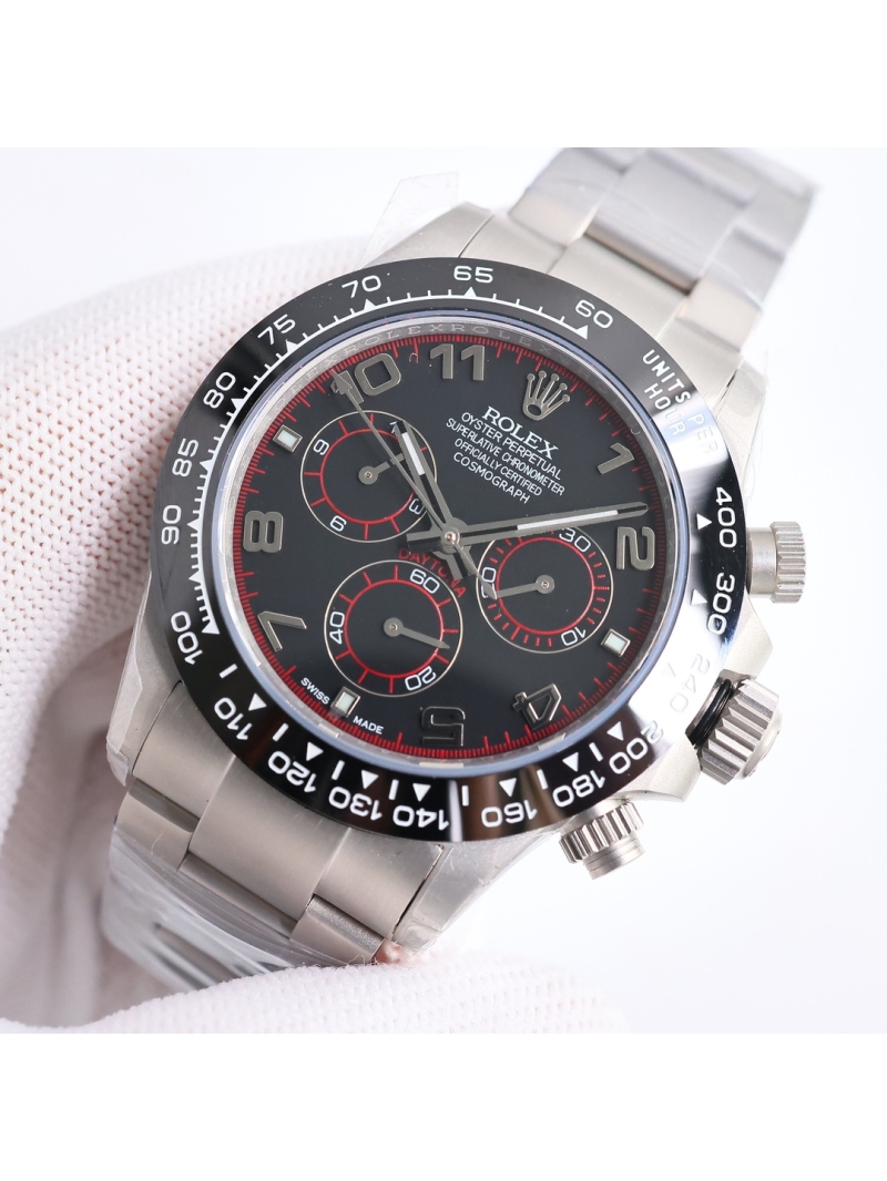 Rolex Cosmograph Daytona Oyster 40mm platinum BLAKEN black dial with red