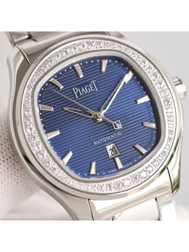 Piaget Polo Date Steel Diamond Watch in Blue