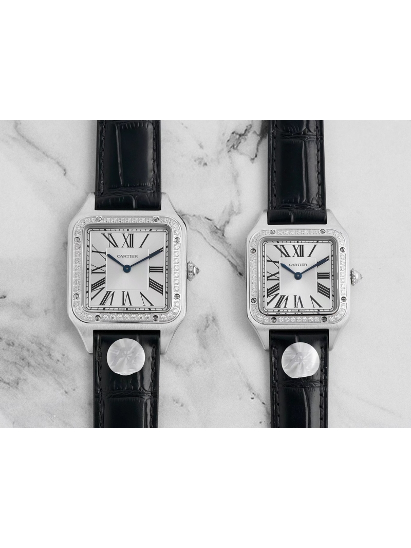 Cartier Santos-Dumont Silver Watch diamond – 3 sizes