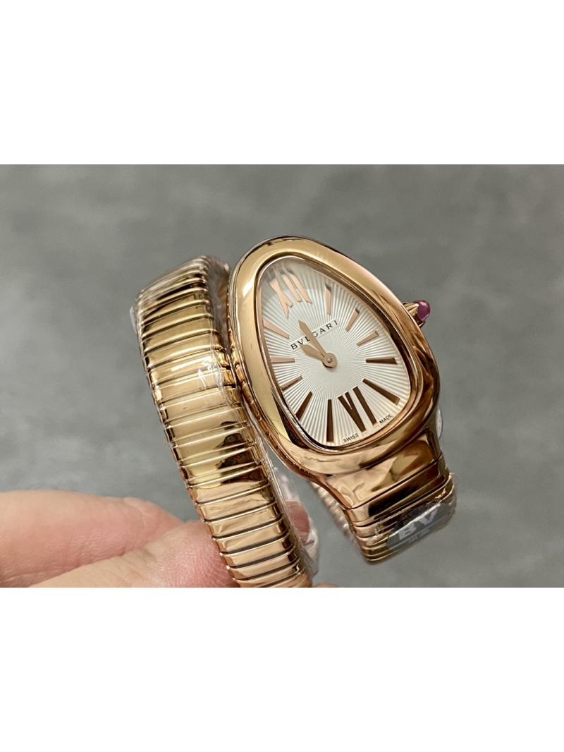 Bvlgari Serpenti Tubogas 35mm Watch - Rose Gold, rose gold Steel, white Dial
