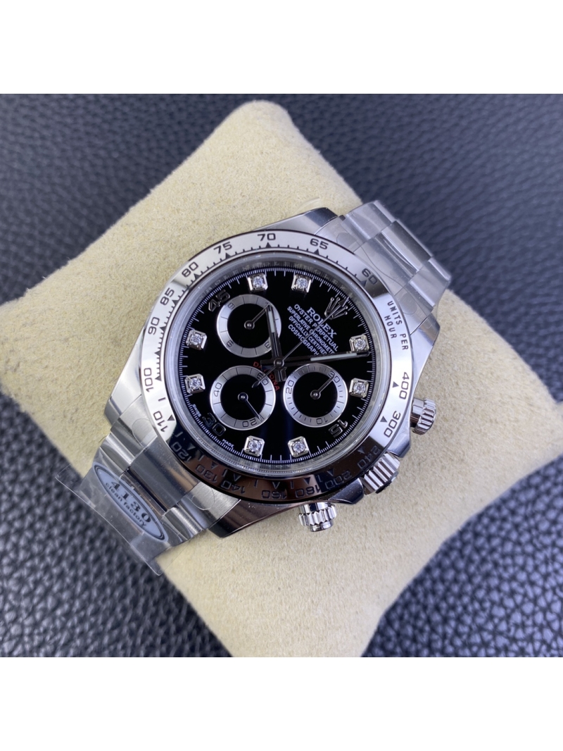 Rolex Cosmograph Daytona 40mm Oyster Perpetual black dial silver with diamond
