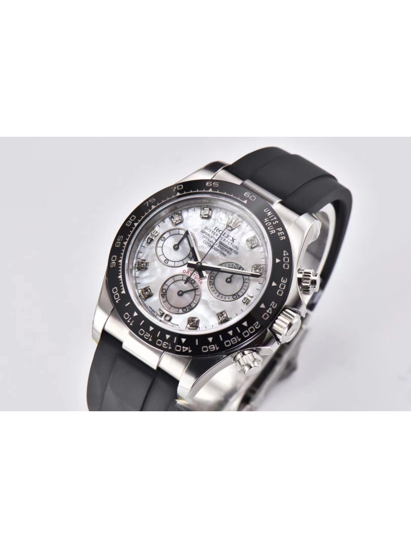 Rolex Cosmograph Daytona 40mm Oyster Perpetual diamond marbel white with rubber
