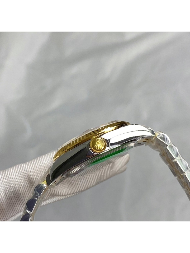 Rolex Lady-Datejust Oyster Perpetual, 31 mm, Oystersteel, 18k Gold, olive green and Diamonds