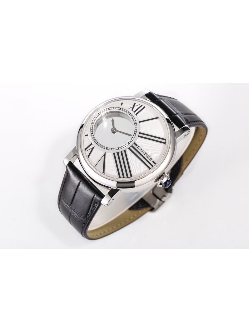 Cartier Rotonde de Cartier silver Mysterious Hour Skeleton Palladium 42mm Watch