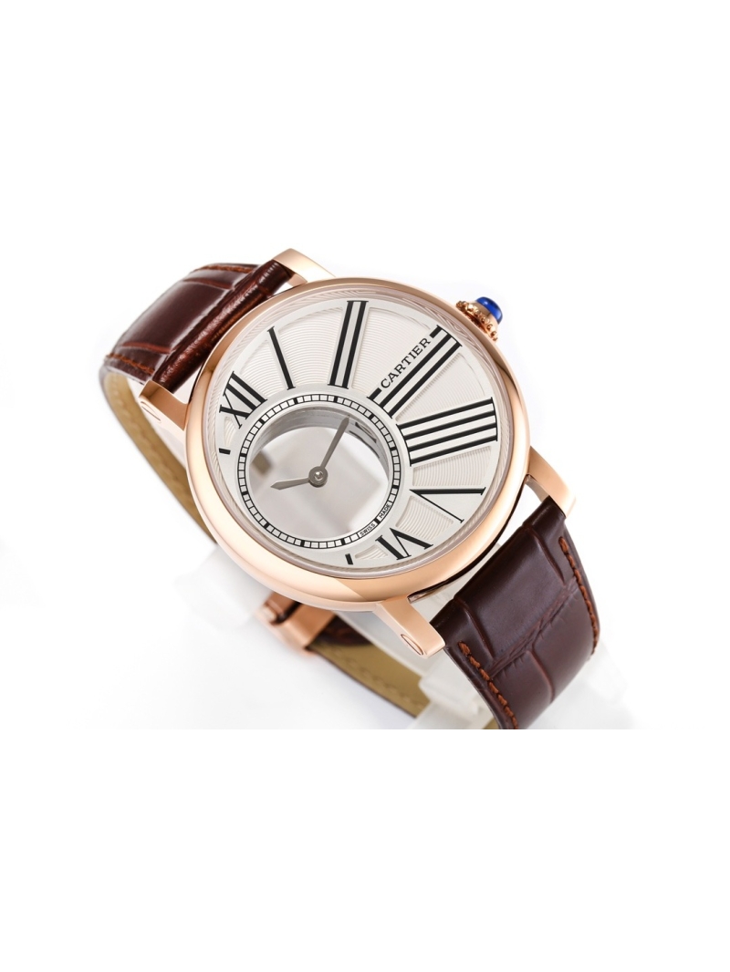 Cartier Rotonde de Cartier Rose gold Mysterious Hour Skeleton Palladium 42mm Watch