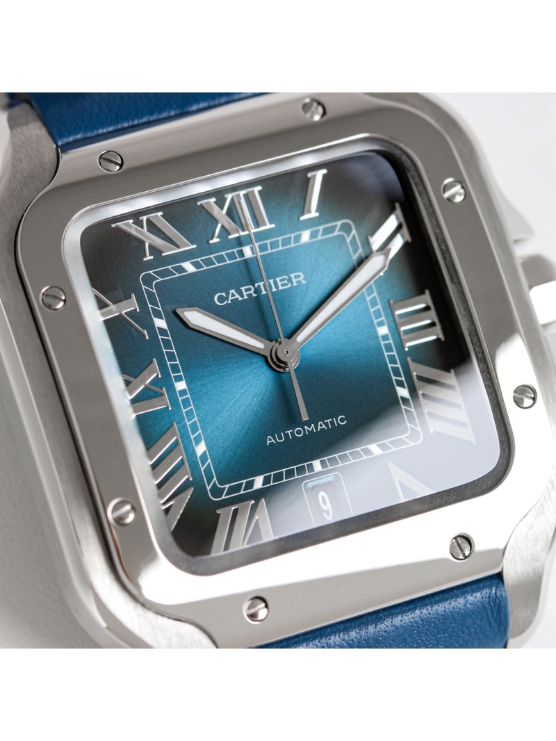 Cartier Santos de Cartier Men's Automatic Watch 40mm blue dial- Calfskin belt