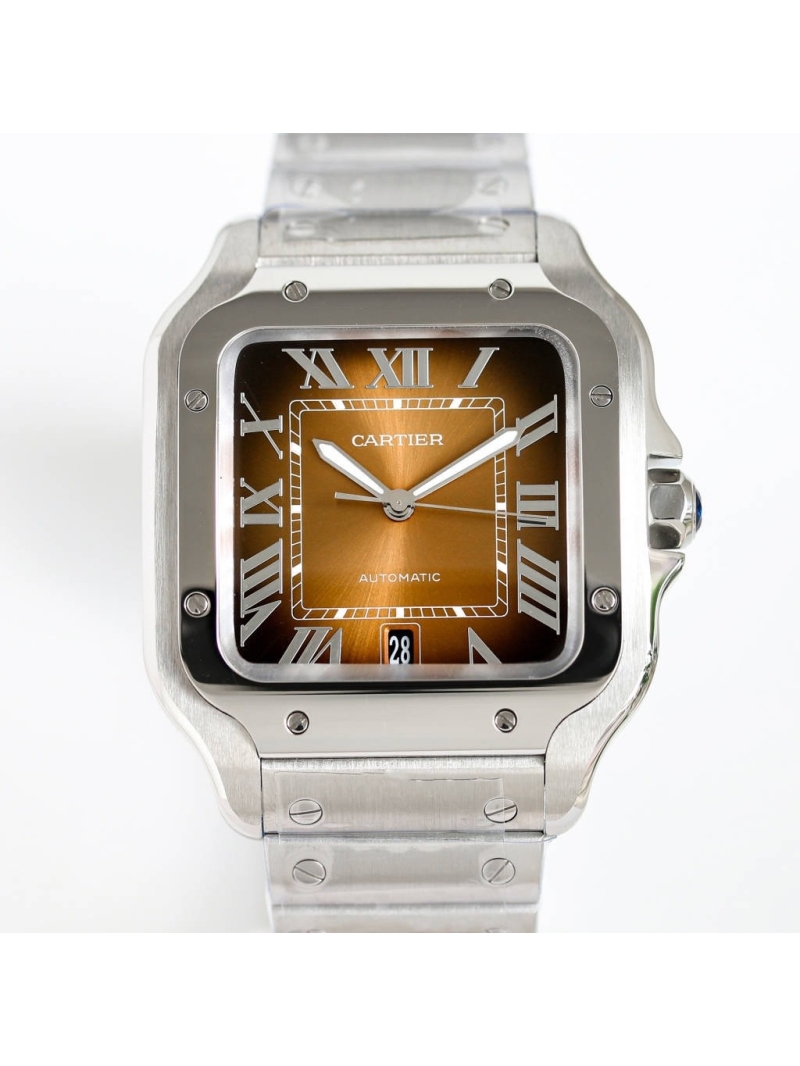 Cartier Santos de Cartier Men's Watch 40mm bronze steel - Calfskin belt