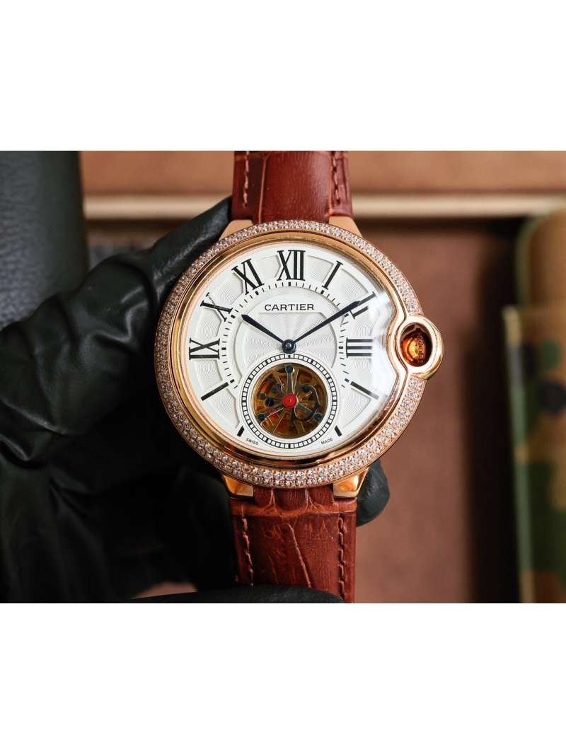 Cartier Ballon Bleu Flying Tourbillon Gold Automatic Watch 43mm diamond