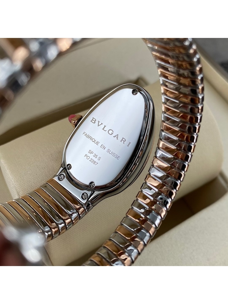 Bvlgari Serpenti Tubogas 35mm Watch with diamond - Rose Gold, mix Steel, black Dial (limited)