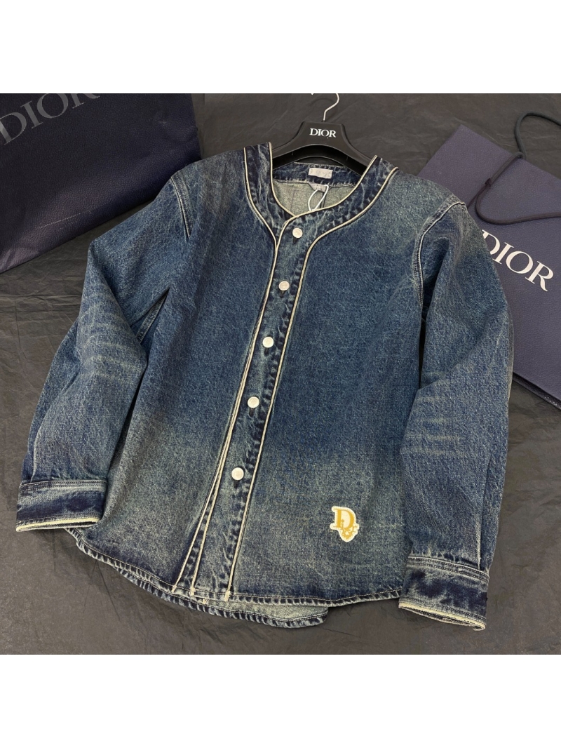 Dior 47 Collection Retro Leather-Patch Denim Shirt – Vintage Blue