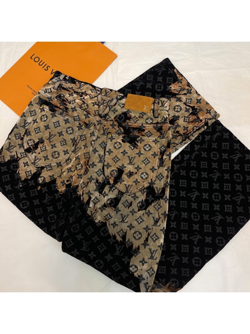 Louis Vuitton LV 24SS Bonfire Flocked Denim Pants - Monogram Gradient