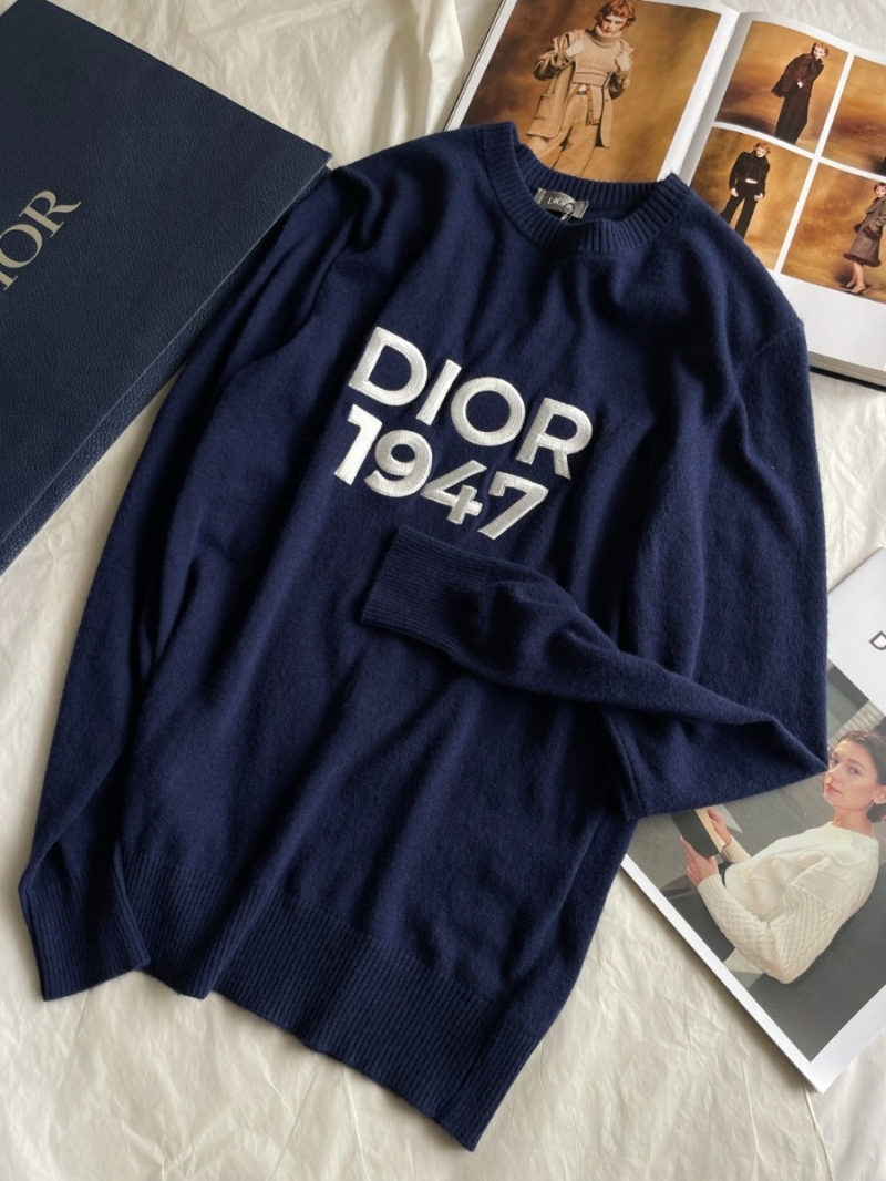 Dior 1947 Embroidered Cashmere Sweater – Navy Blue