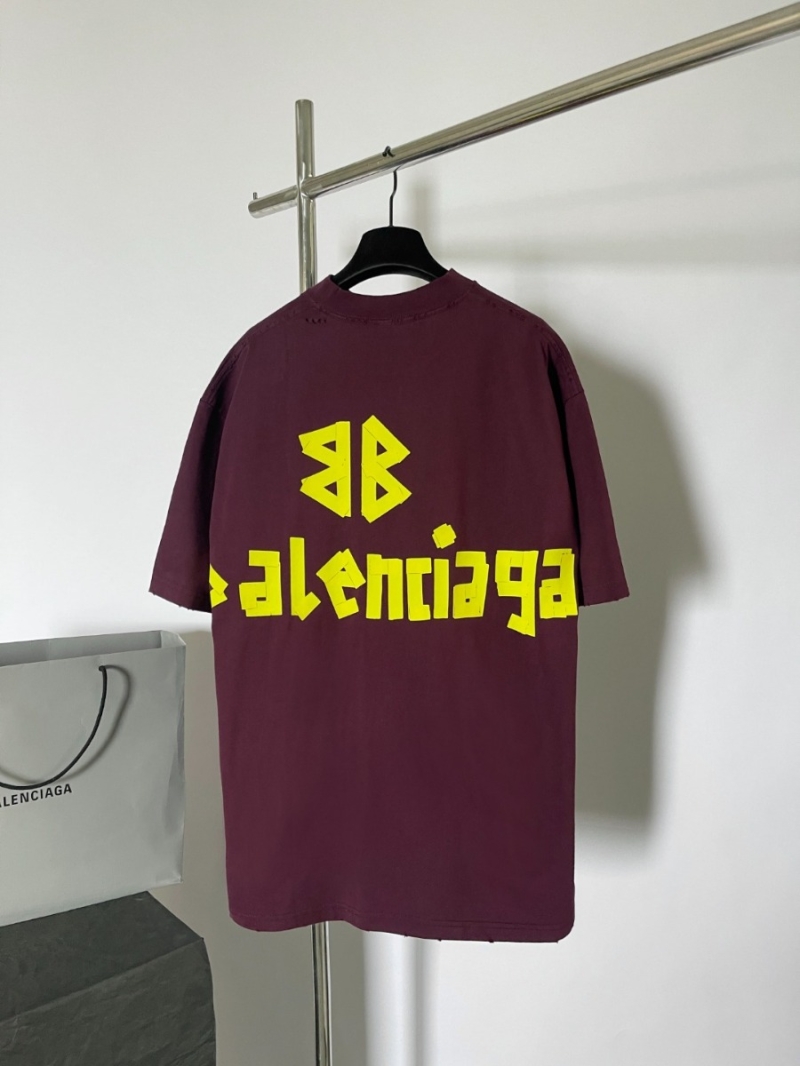 Balenciaga New Collection Stylish Cotton T-Shirt in Maroon