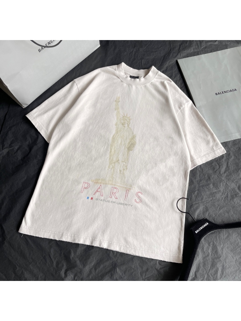 Balenciaga Statue of Liberty Printed Short Sleeve T-Shirt - White