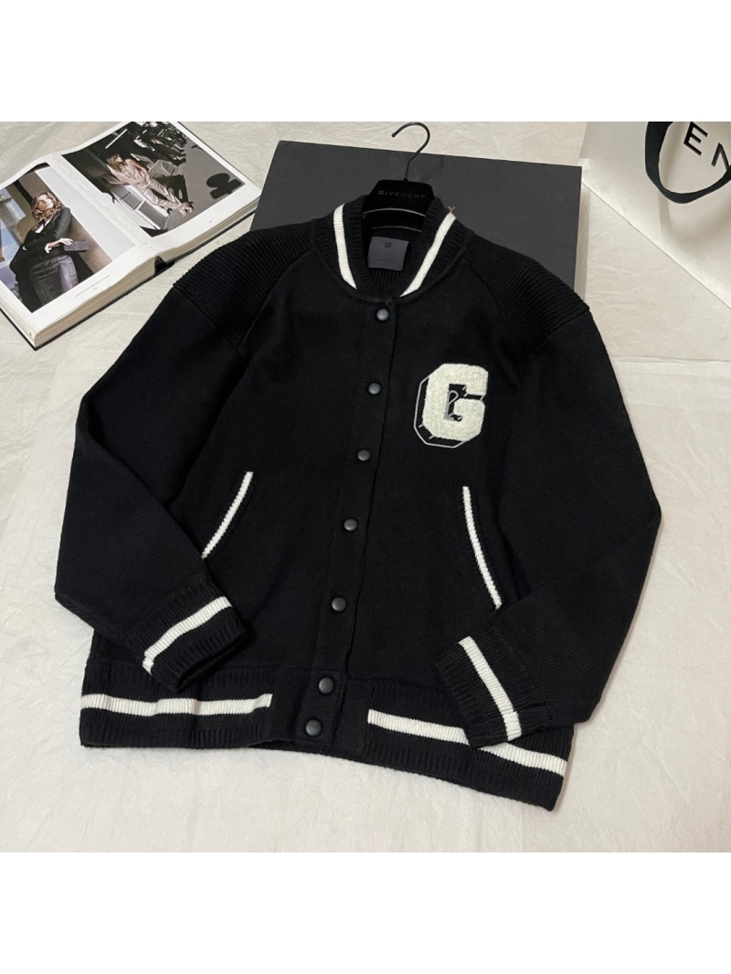 Givenchy Knit-Trim Varsity Jacket - Black