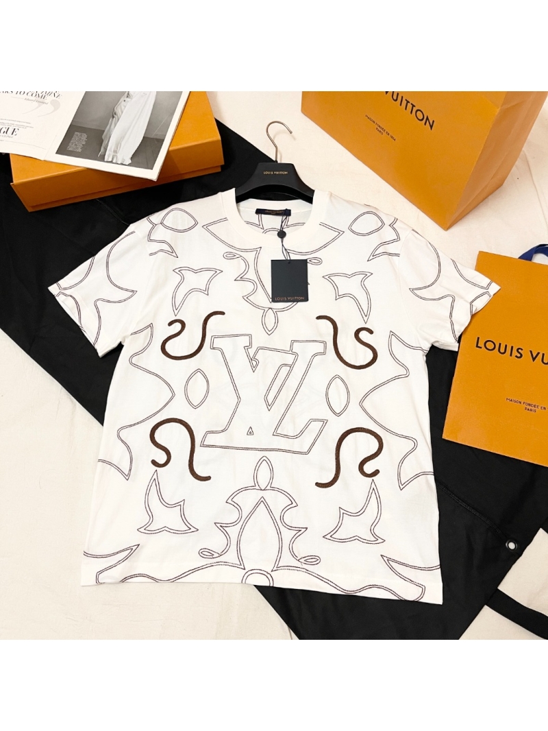 Louis Vuitton LV Embroidered Outline Short Sleeve T-Shirt - White