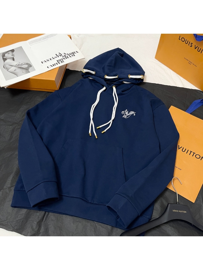 Louis Vuitton LV New Collection Rope-Embroidered Logo Hoodie – Navy