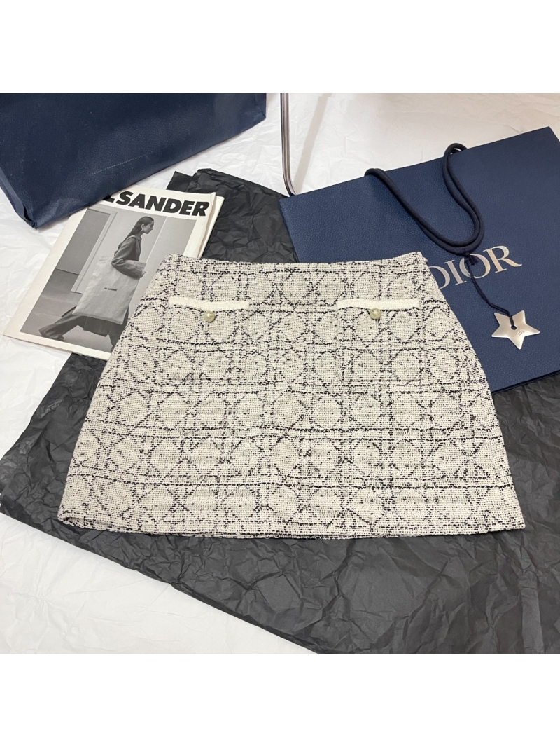Dior CD Signature Check Tweed Jacket and Skirt Set
