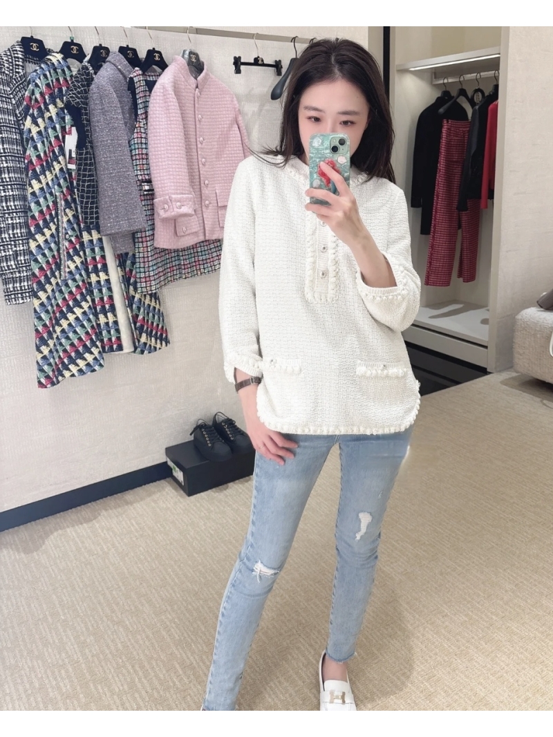 Chanel 25P Coco Girl Textured Tweed Knit Shirt - Loose Fit Style