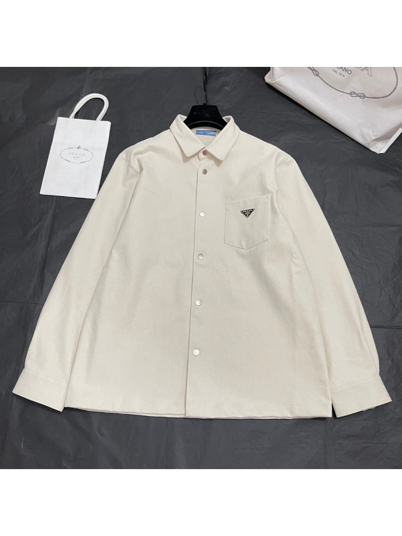 Prada Men's Denim Shirt Jacket – Timeless Elegance in Ivory