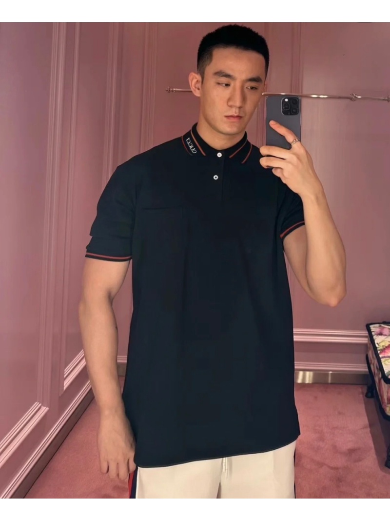 Gucci Spring 2025 Embroidered Polo Shirt Black