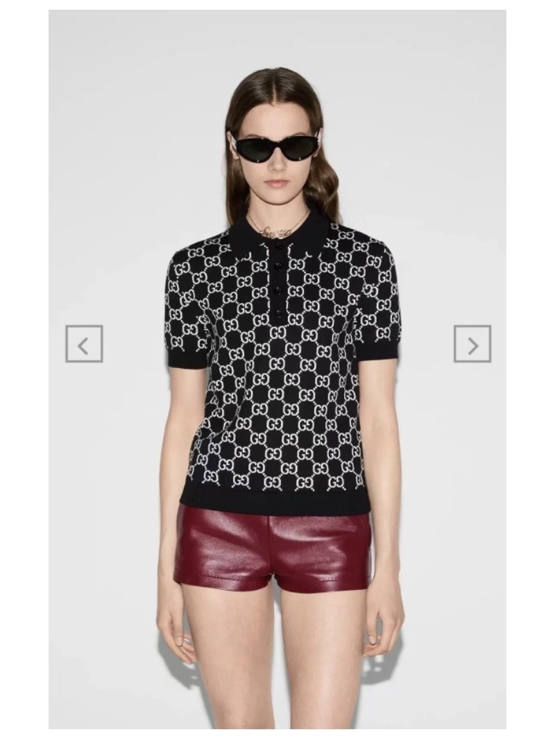 Gucci 25SS Double-Sided GG Wool Jacquard Polo Shirt