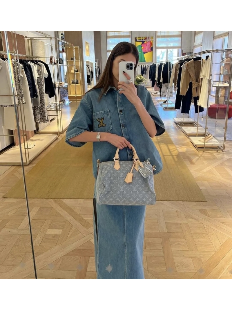 Louis Vuitton Exclusive Limited-Edition Denim Short-Sleeve Jacket with LV Crest Patch