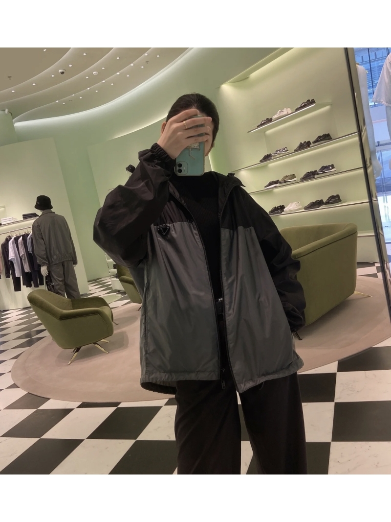 Prada Unisex OS Style Colorblock Hooded Windbreaker Jacket