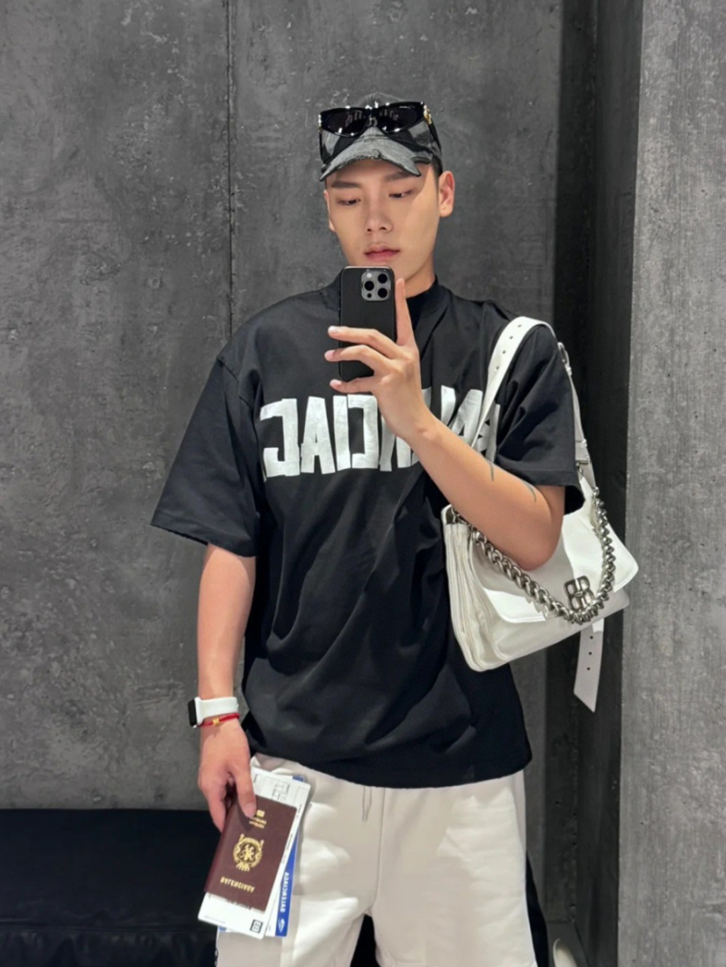 Balenciaga Masking Tape Logo T-Shirt – Washed Vintage Cotton