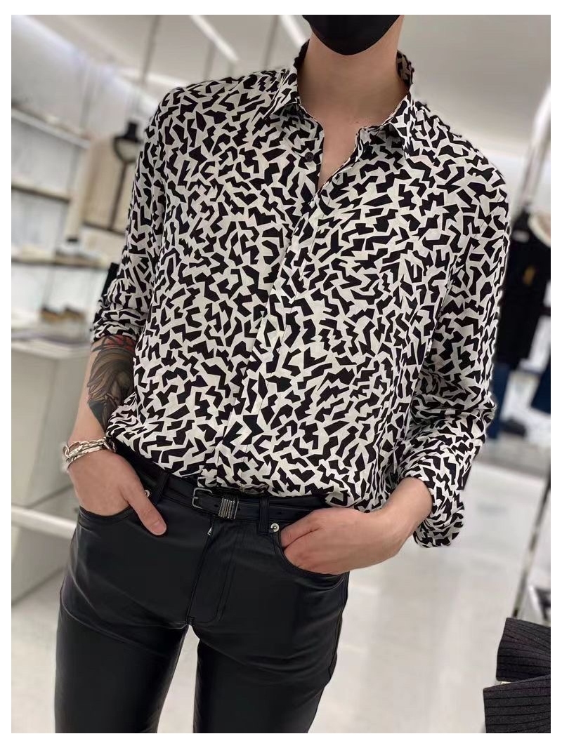 Saint Laurent Sagrada Unisex Silk Shirt with Abstract Pattern