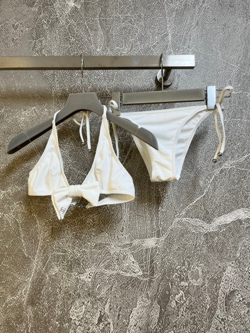 Chanel Beach Vacation Series Bikini Set with Bling Bow Accent White
