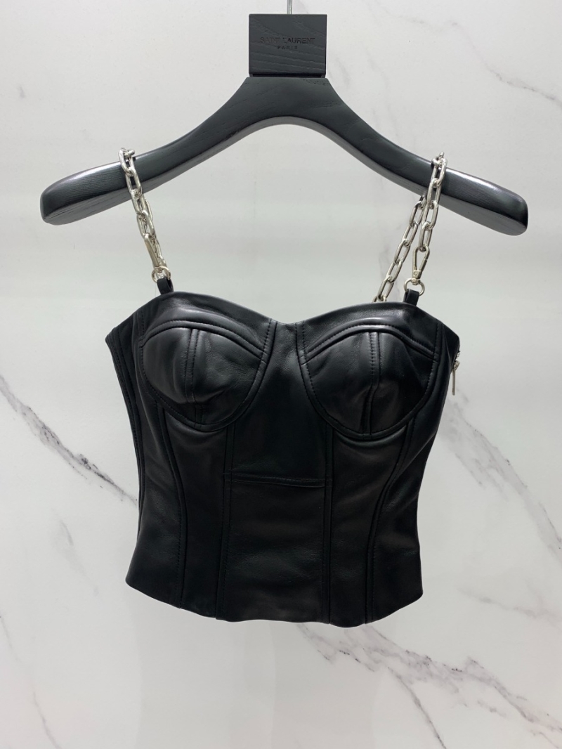 ALEXANDER WANG Genuine Leather Chain-Strap Bustier