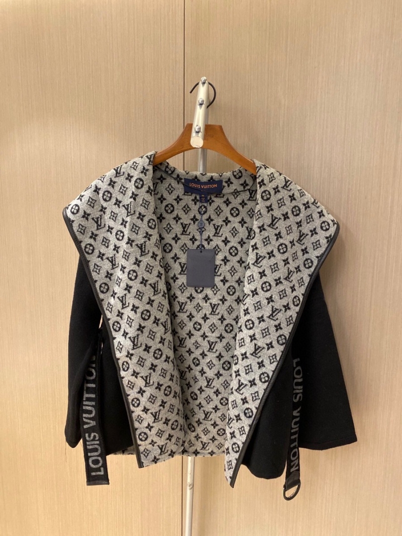 Louis Vuitton Short Hooded Floral Coat in Black