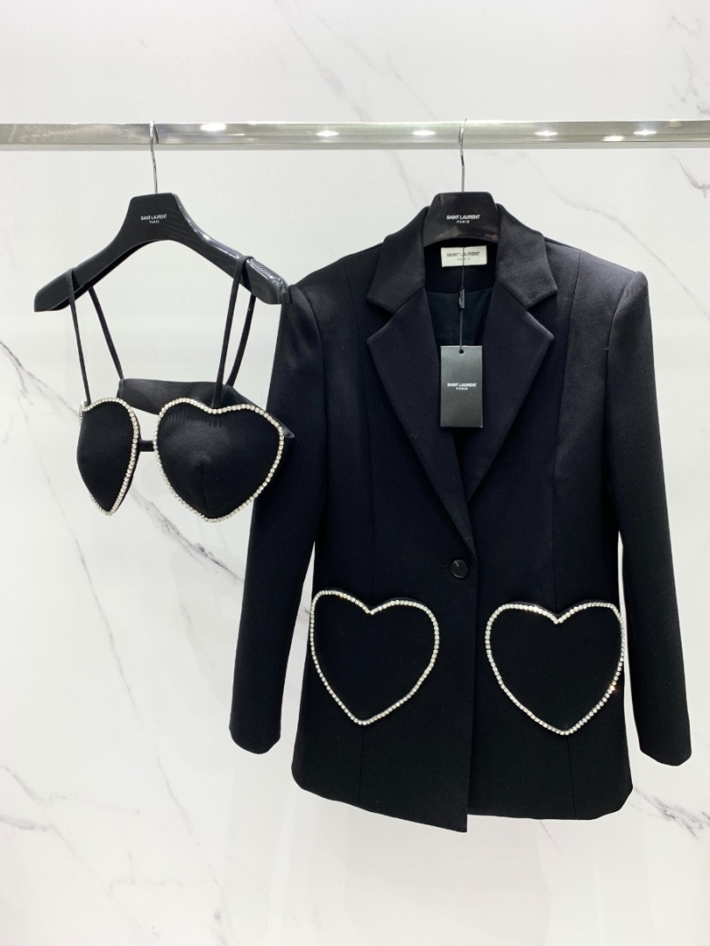 SAINT LAURENT YSL Vintage Series Heart Strap Top and Blazer